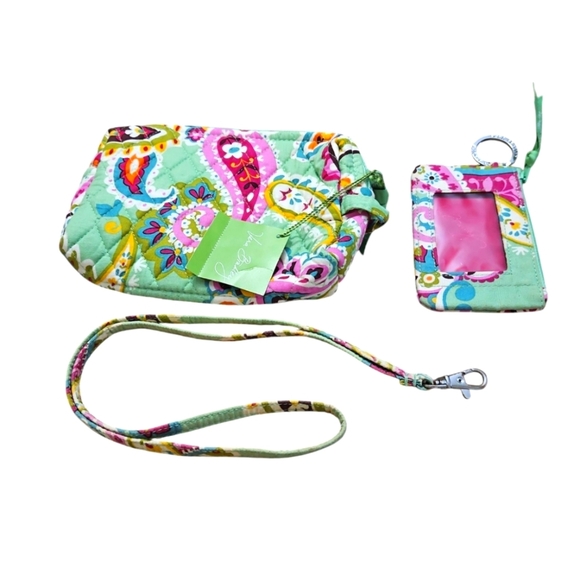 Vera Bradley Tutti Fruity Med Cosmetic Tote Bag NWT + Lanyard + Card/ID Wallet - Picture 1 of 7